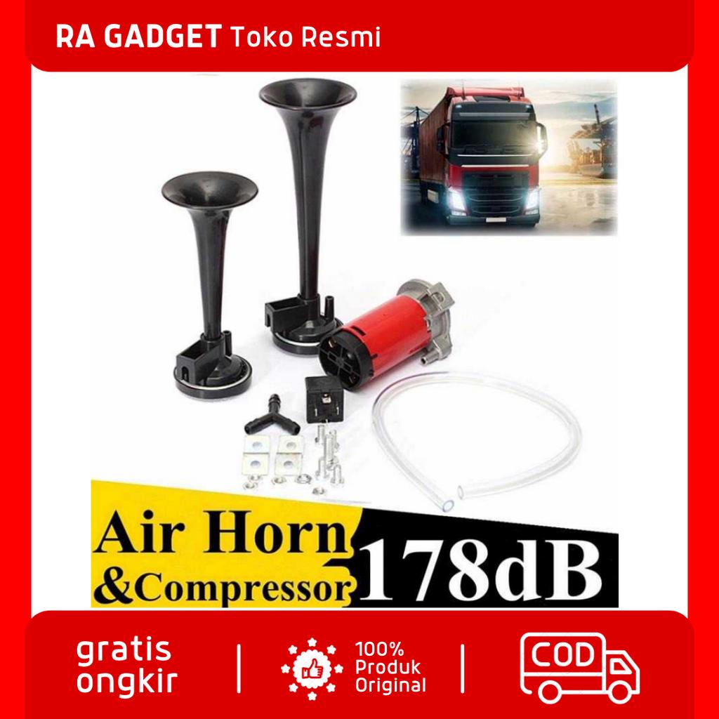 Klakson Trompet Mobil Dual Air Horn 150dB 12V / Klakson Terompet Truk Mobil Corong Dinamo Carry Caly