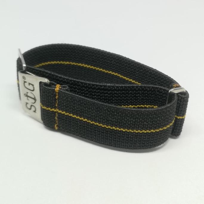 Strapguy Mn Style 18Mm Black & Gold Strap Stainless Hardware Terbaru