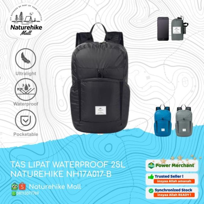 TAS LIPAT WATERPROOF 25L NATUREHIKE NH17A017-B BACKPACK RANSEL OUTDOOR Star Seller Temurah