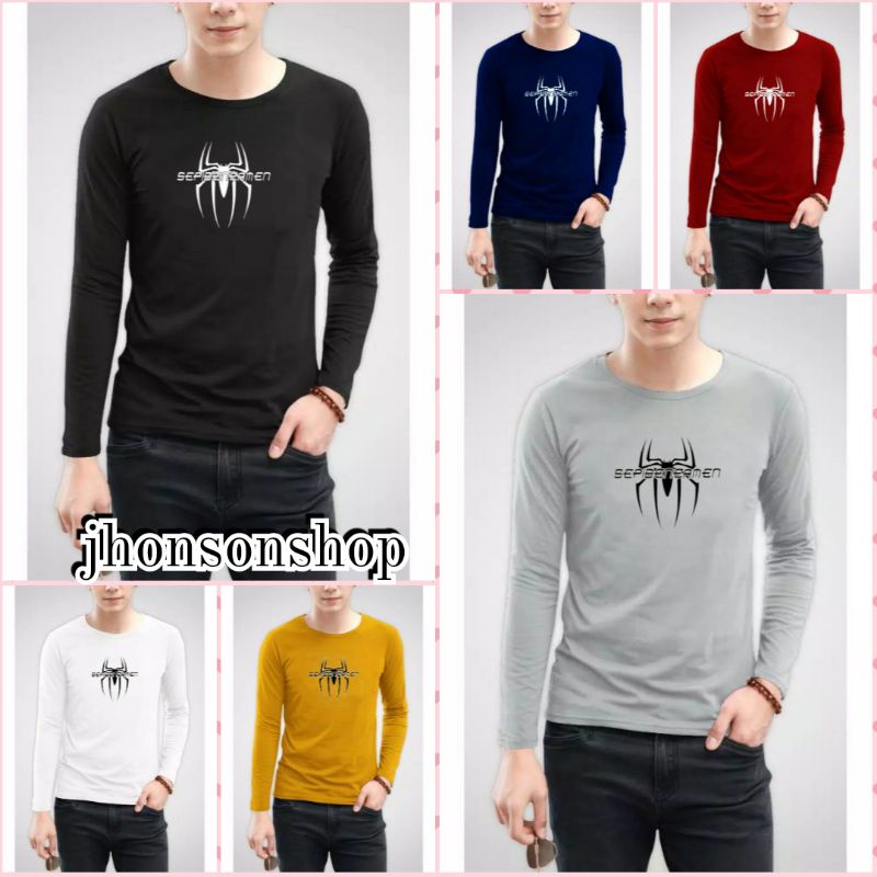 kaos lengan panjang logo SPIDER distro T-Shiet.catton unisex L. XL. XXL. 3XL