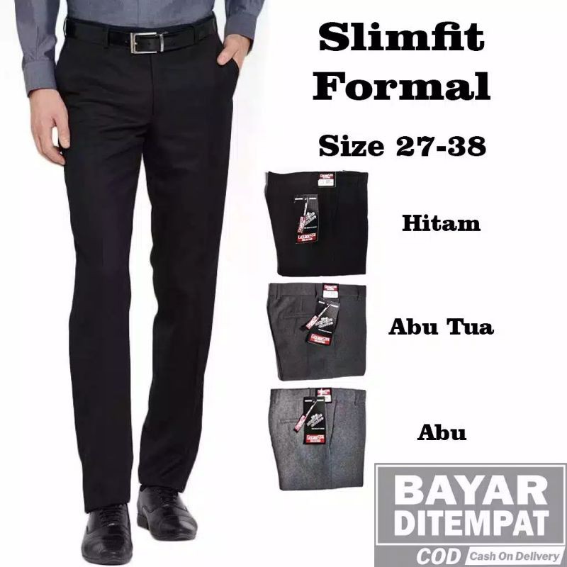 Celana kerja pria slim fit