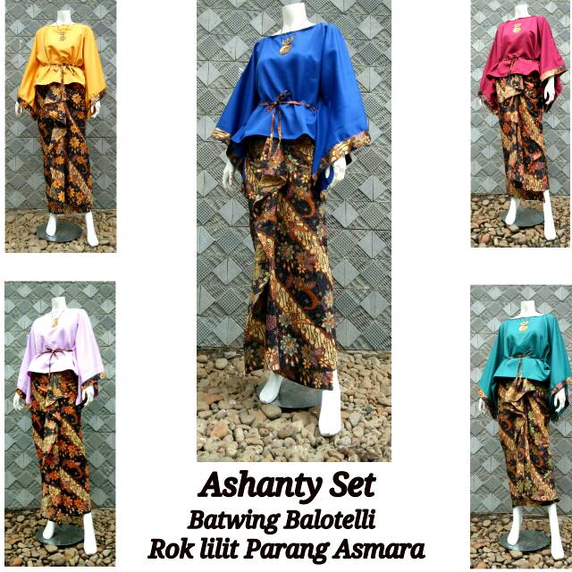 Setelan lilit batik batwing wanita modern