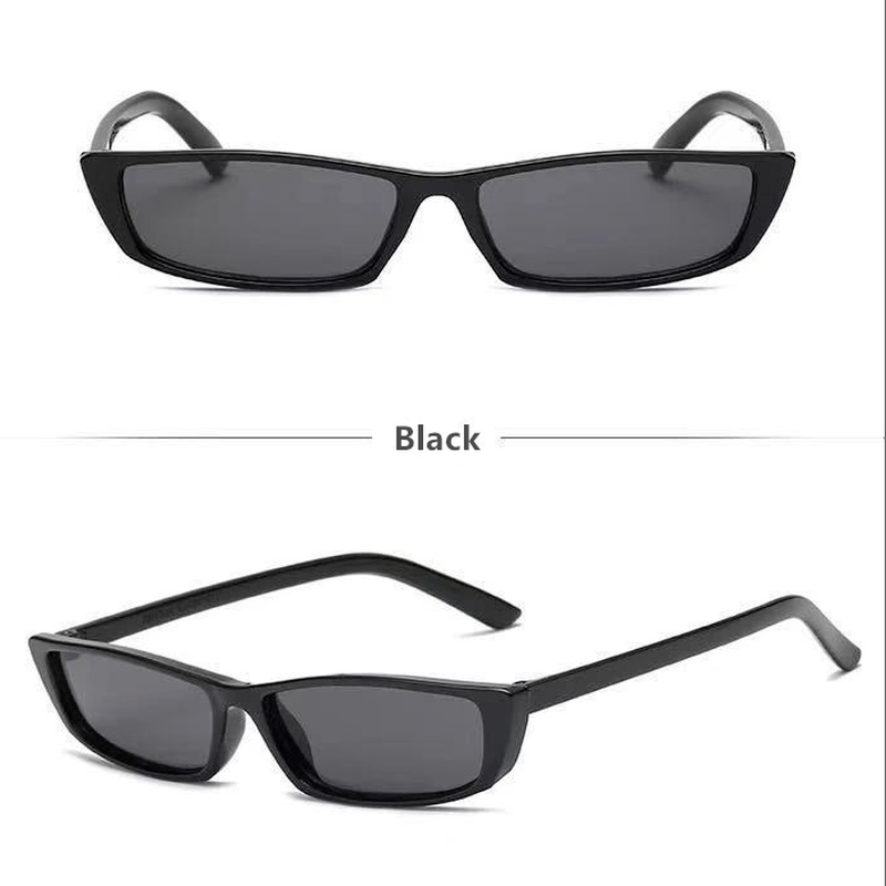 Papaozhu Cool Retro Black Cat Eye Narrow Frame Sunglasses Untuk Wanita Pria Keren Pesta Club Shades Gaya Mengemudi Kacamata Luar Ruangan