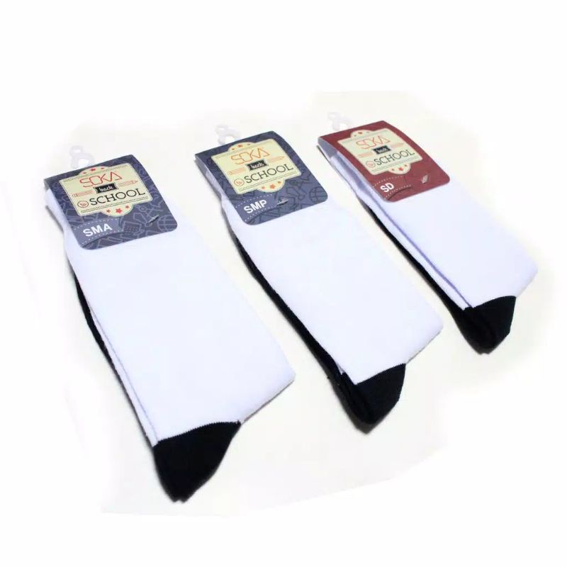 Kaos Kaki Sekolah Anak SD SMP Warna Putih Hitam Telapak Hitam by Soka School | Kaos Kaki Sekolah Soka