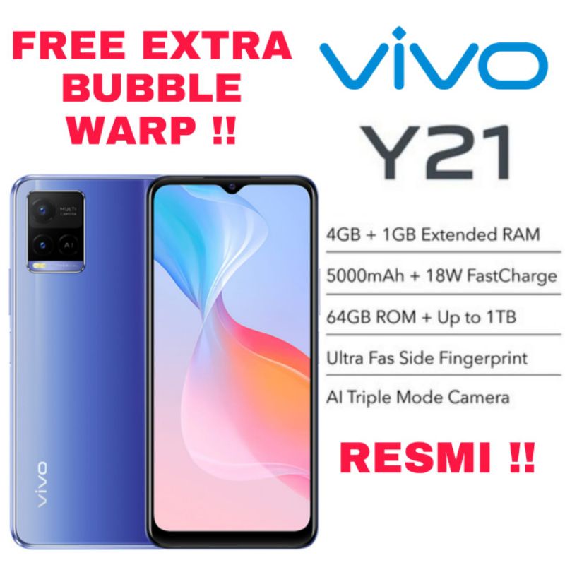HP VIVO Y21 2021 4/64 GB RAM 4 GB ROM 64 GB EXTENDED RAM 1 GB RESMI INDONESIA