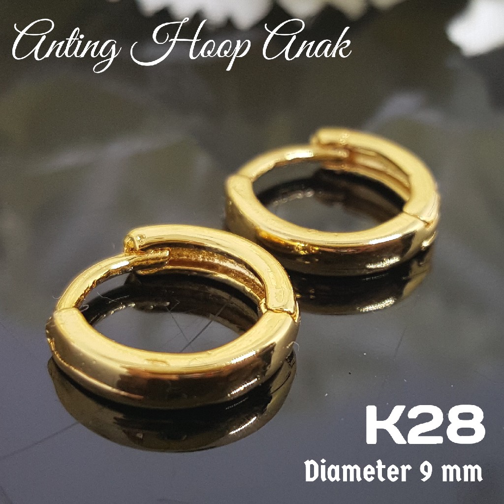 Anting Hoop Bulat Anak Bayi Perhiasan Imitasi Xuping Lapis Emas K28