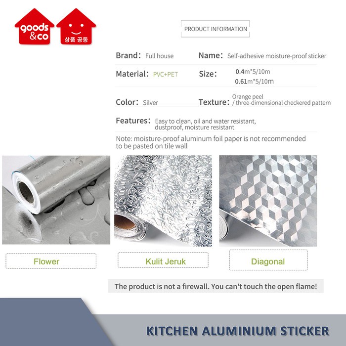 Sticker Dinding Dapur Aluminium Foil Anti Minyak Anti Air Anti Lembab