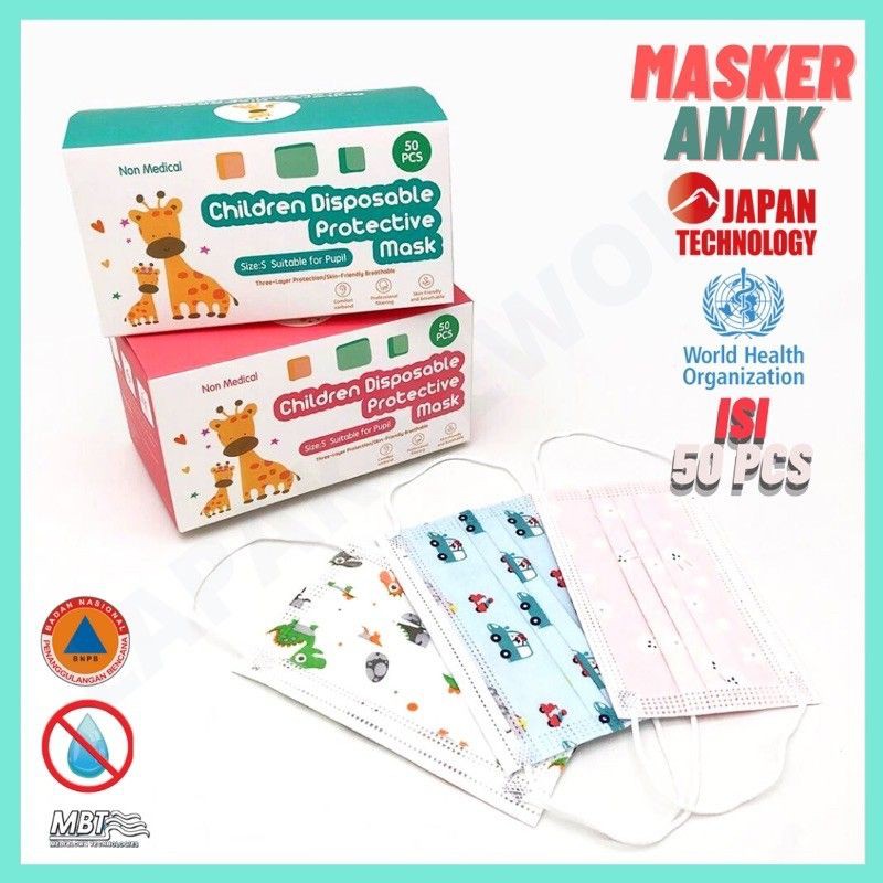 Masker Anak 3ply 1box 50pcs Campur 3-5motif Random