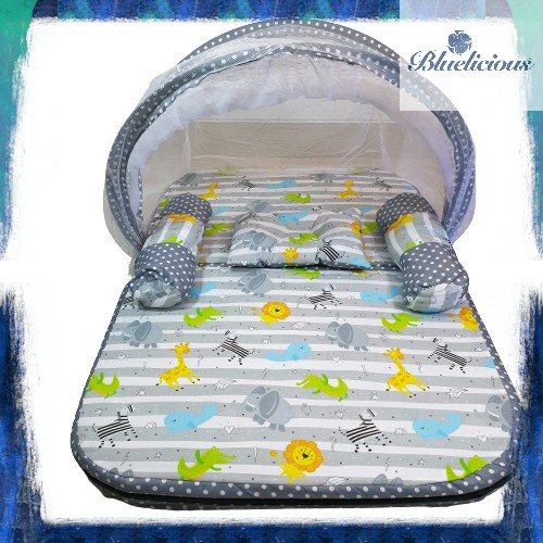 Kasur Lipat Kelambu Bayi - Set Bedding lipat  - Matras Baby Motif Mix