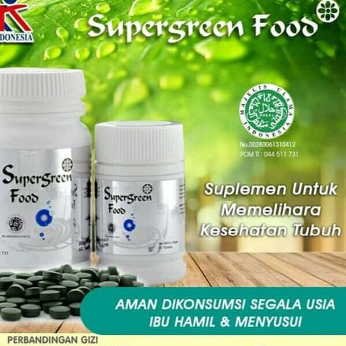 Suplemen Makanan Sel Supergreen Food SGF 50 150 600 tab Super Green Chlorella Spirulina KK Indonesia