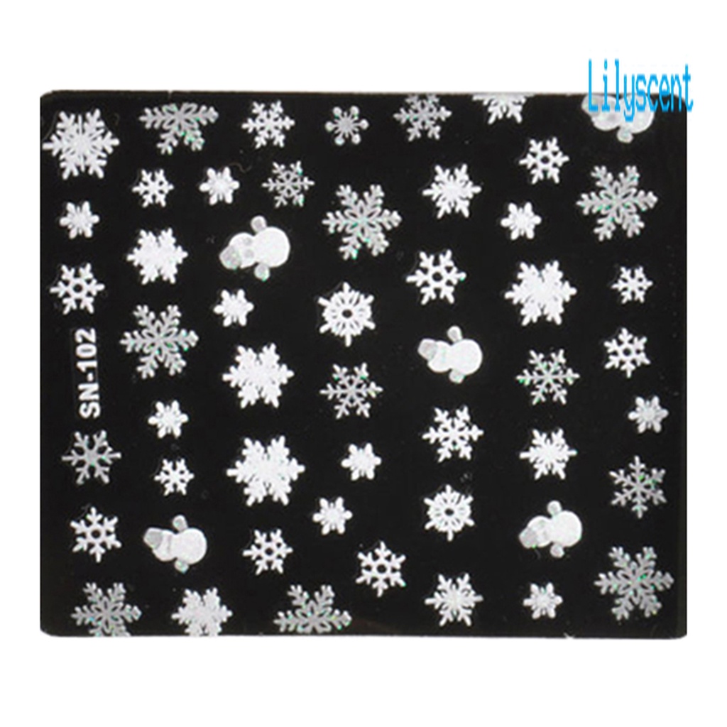 Stiker Kuku Motif Kepingan Salju Warna Solid