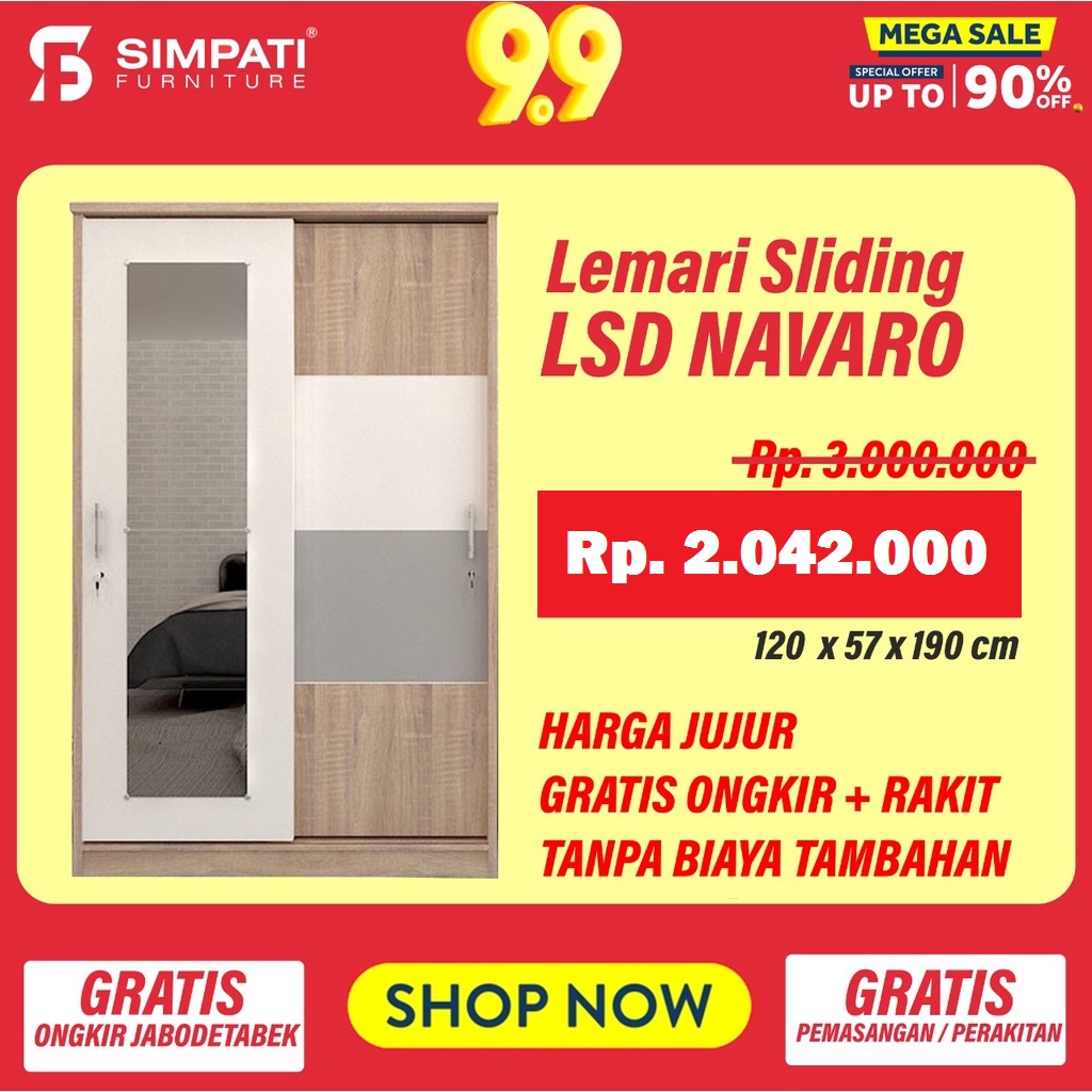 Lemari Sliding Cermin Olympic LSD NAVARO