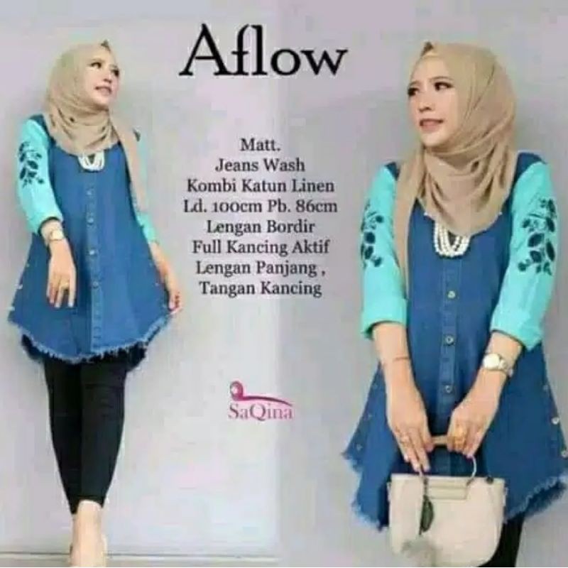 tunik jeans kombinasi