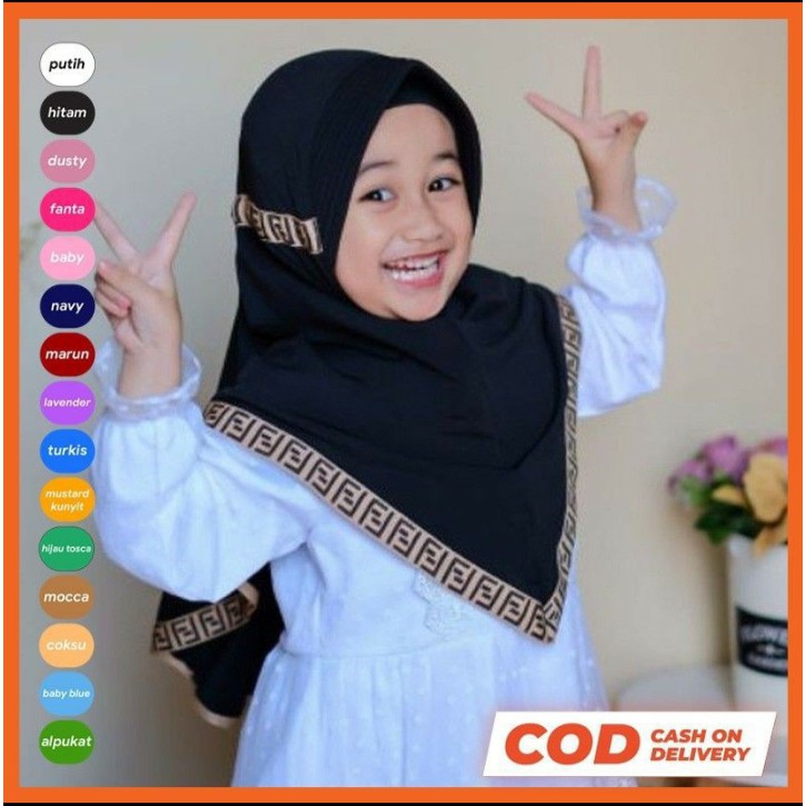 Jilbab Anak Perempuan SERUT FENDY 3 - 6 Tahun Hijab Anak Lucu Jersey Terbaru