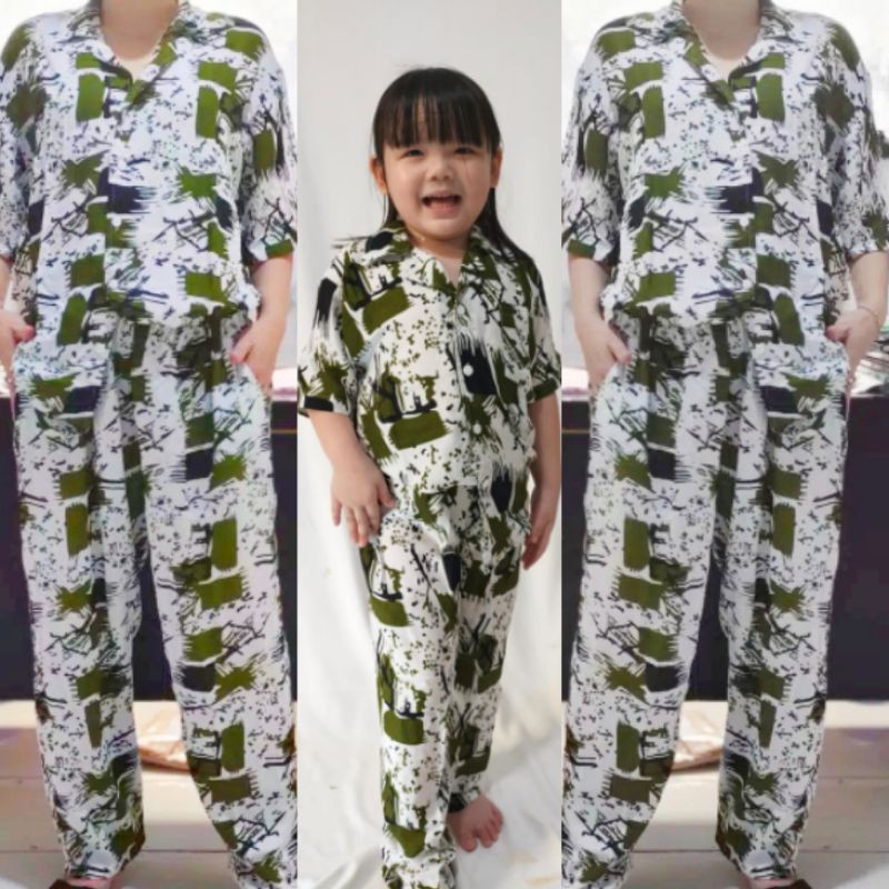 PAJAMAS RAYON SET / baju tidur piyama lengan panjang wanita stelan piama tie dye couple anak