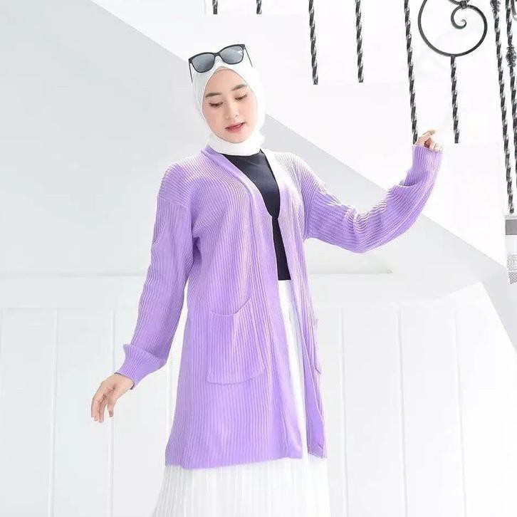 Cardigan wanita l Sweater Rajut l Pakaian Rajut Wanita l Rajut Outwear #rajutmurah longkardy BELLE-lavender