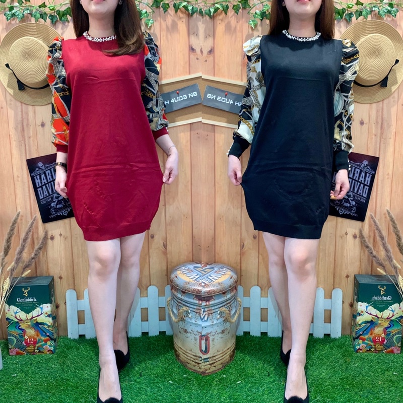 DRESS TUNIC HERME PUFFY RAJUT IMPORT #G0011