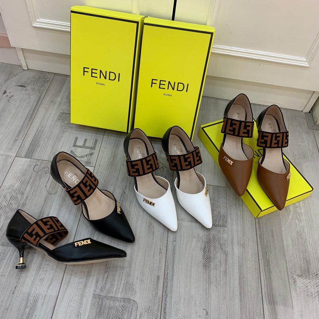 Sepatu Fendi Pump Kitten FF Logo Strap Seprem B806-6