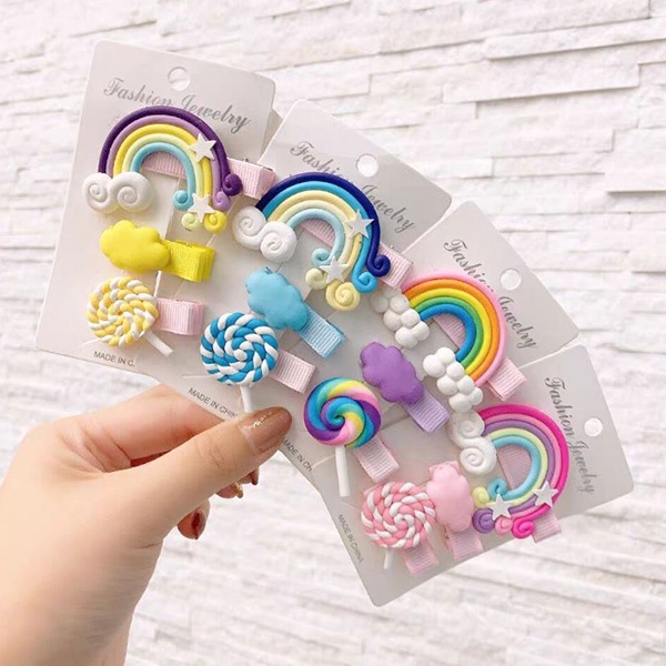 jepit rambut anak-anak pelangi rainbow set children hairclip jje085(2d5)