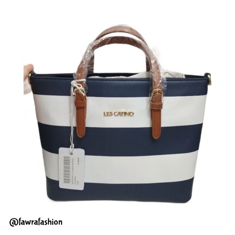 Tas Tote Les Catino Micronesia Tote S Big Stripe Navy White