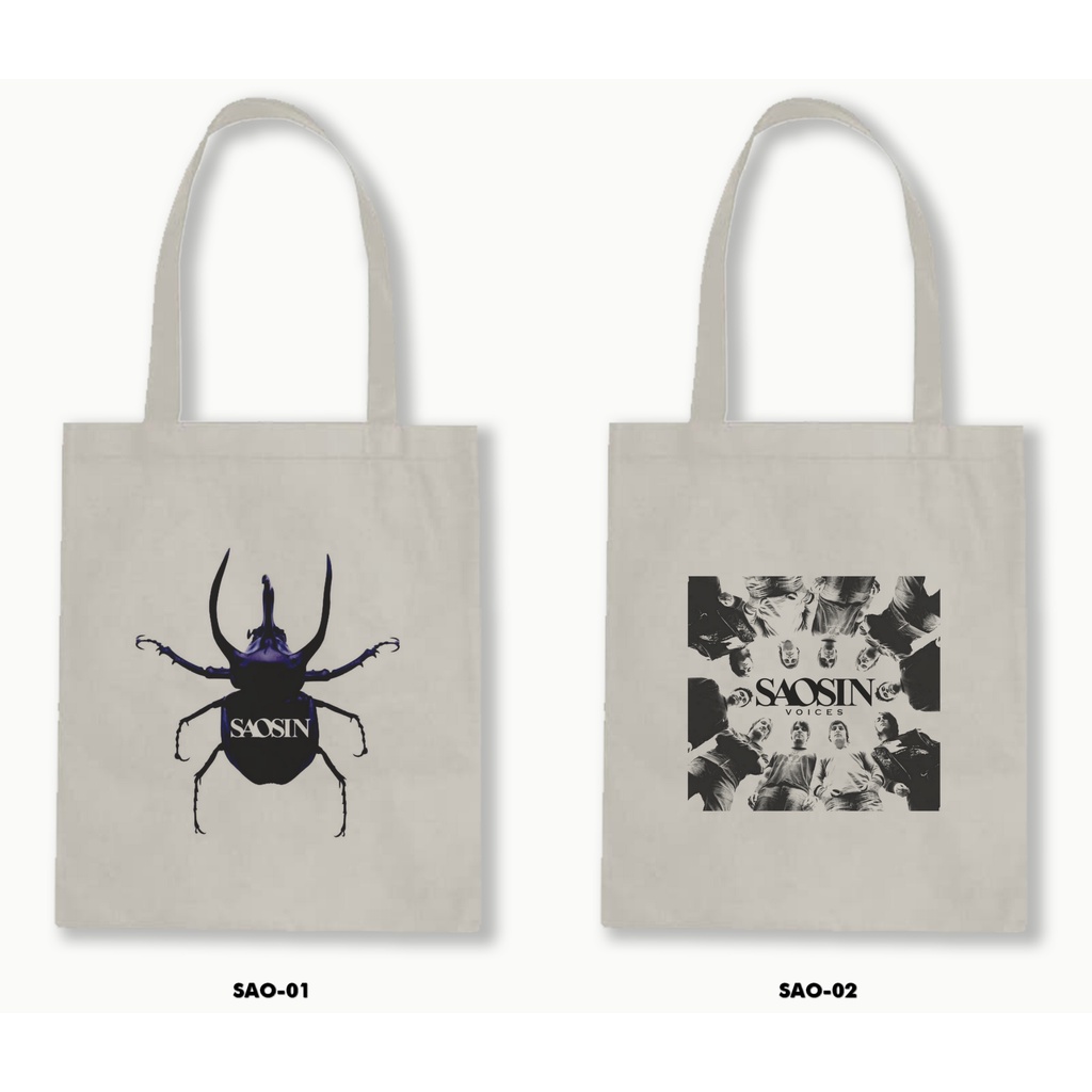 Tas Tote Bag Resleting Kanvas/Blacu  - Saosin