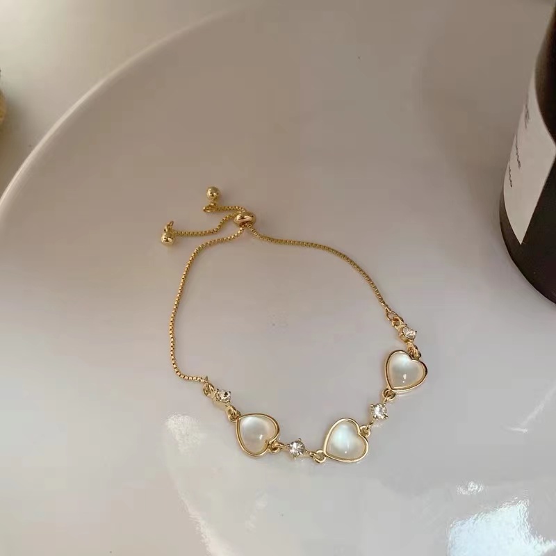 Gelang Kristal Bentuk Bunga Opal Warna Emas Gaya Korea Untuk Pengantin Wanita