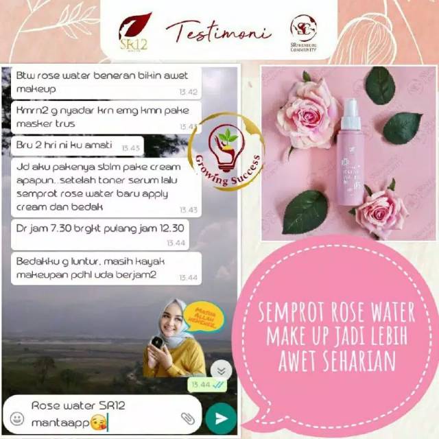 SR12 Nature Rose Water - Facial Spray - Makeup Setting Spray untuk mencerahkan kulit