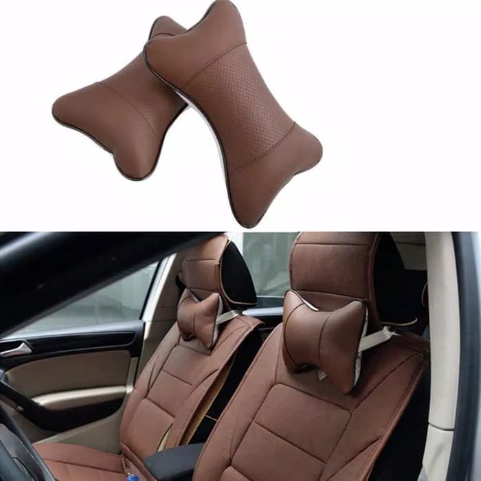 Bantal Mobil Jok Pillow Headreast Premium Kulit Empuk Lembut