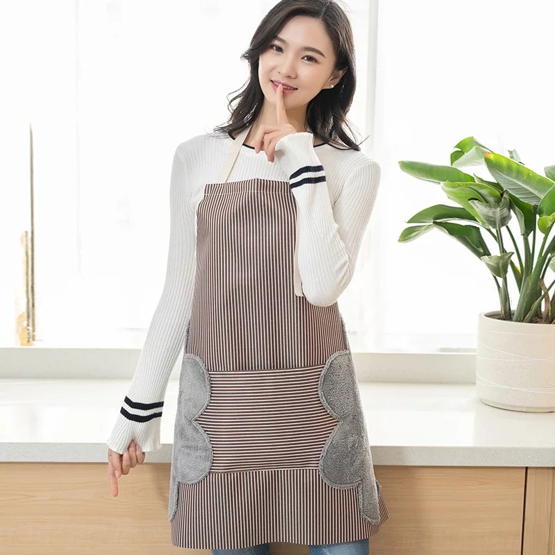 Celemek apron masak anti air perlengkapan dapur waterproof bisa lap-Coklat