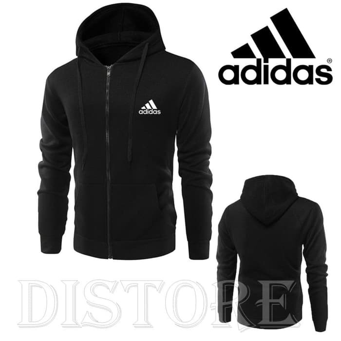 Jaket Zipper Adidas - Putih, S