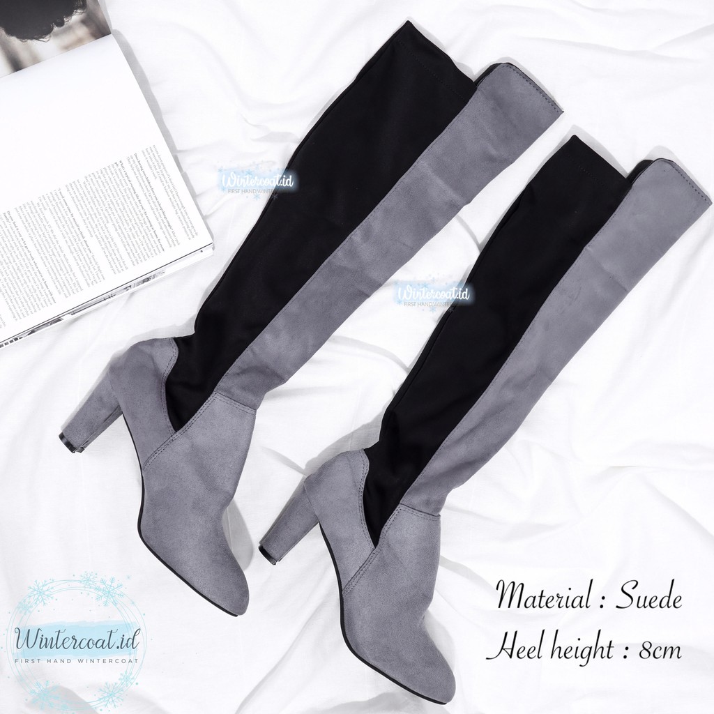 READY INDONESIA High knee boots overknee boots wanita women winter musim dingin heels