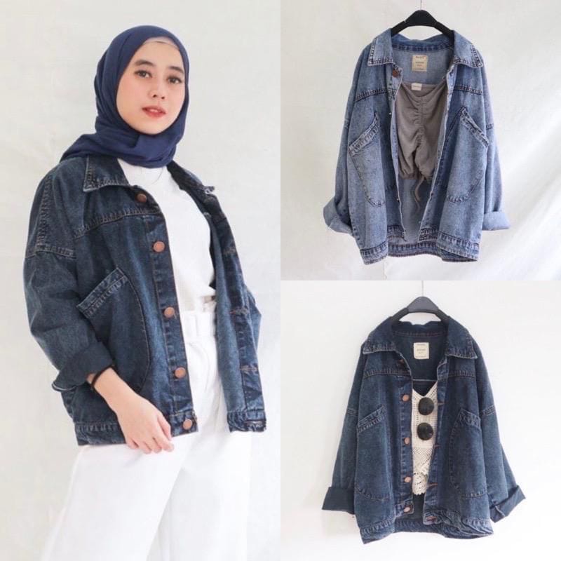 HUM - ZFS OOTD Jaket JeansTerbaru / Naysila Oversize Jacket / Denim Jacket Kekinian