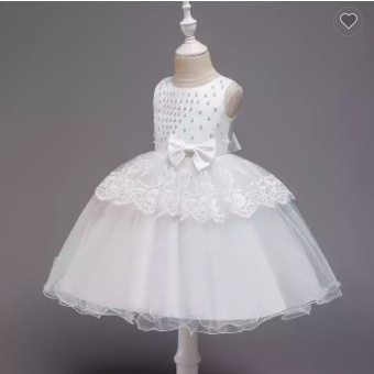 Gaun anak - Bunga Mewah Panjang Remaja Gaun Gadis Anak Pakaian Pesta Anak-anak Cantik