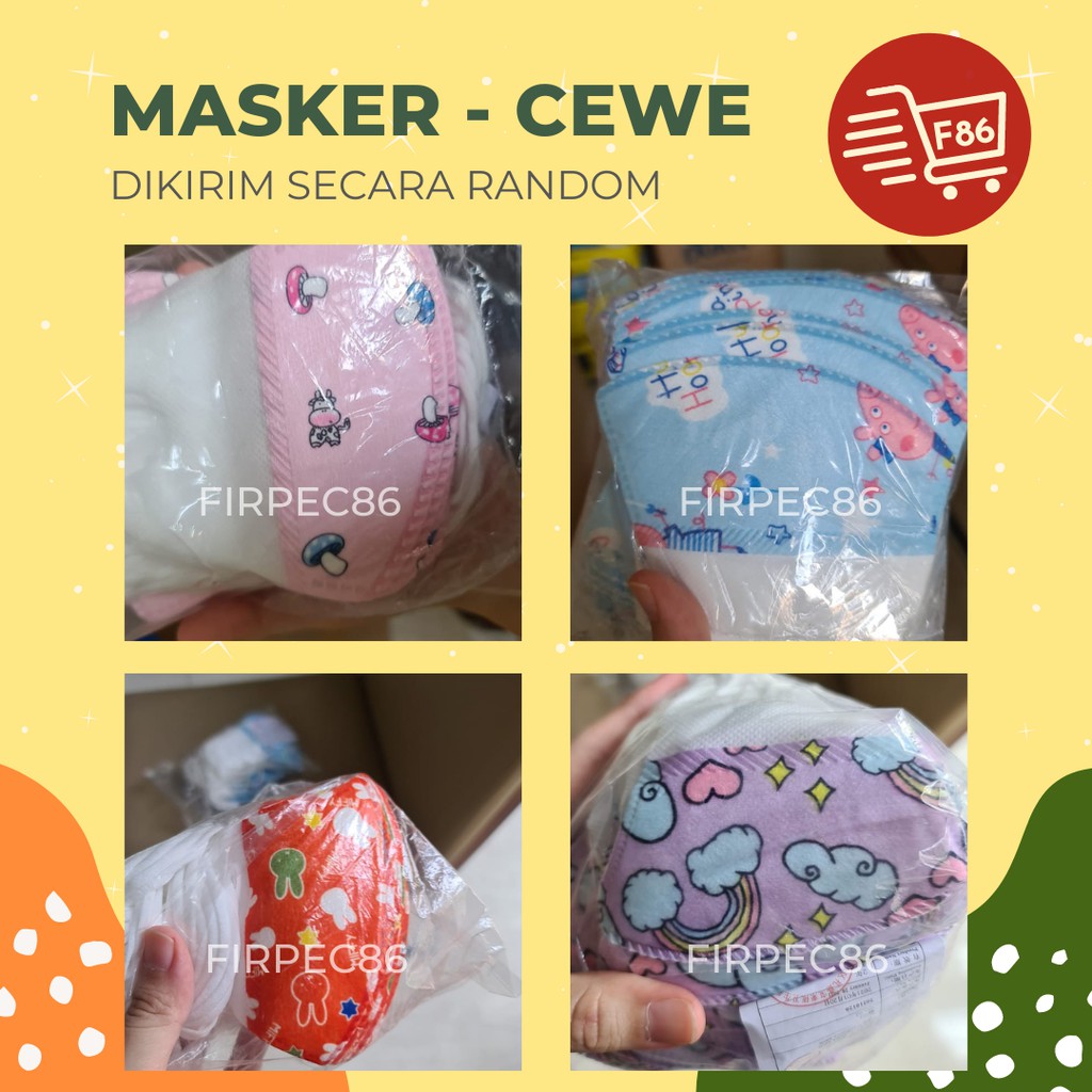 F86 Masker anak anak model KN95 atau Duckbill harga per pack, isi 50PC