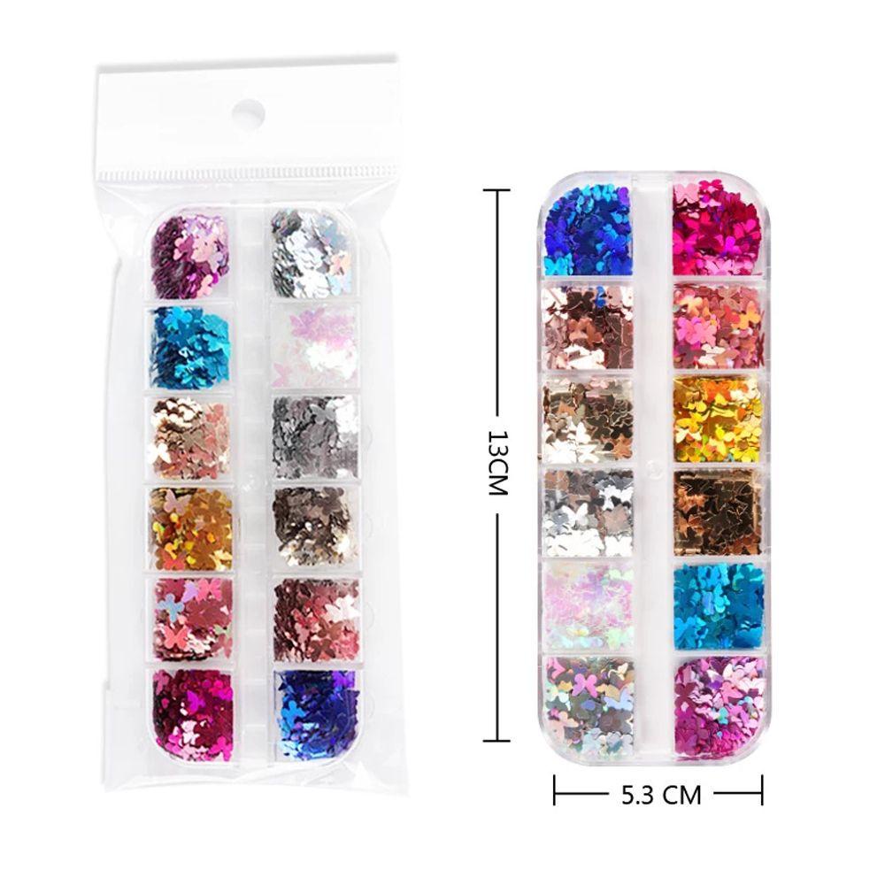 Mxbeauty Kupu-Kupu Nail Art Payet Wanita Warna-Warni Manicure Aksesoris Nail Art Charms PET DIY Perhiasan Kuku