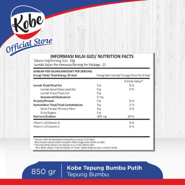 Kobe Tepung Bumbu Putih 850 gr