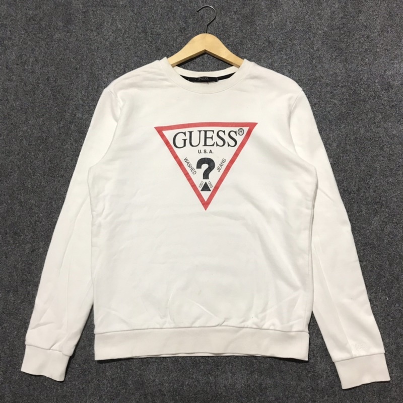 Guess USA Triangle Logo Sweater White Second Original Size L