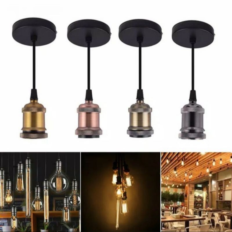 FITTING LAMPU GANTUNG BESI RETRO EDISON CLASSIC VINTAGE FITTING GANTUNG LAMPU CAFE E27