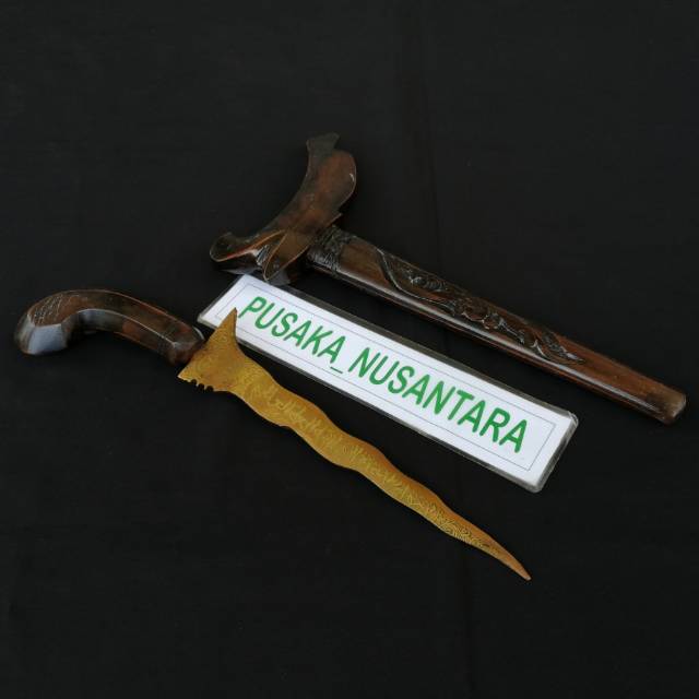 Keris kuningan motif ukiran ukuran tanggung