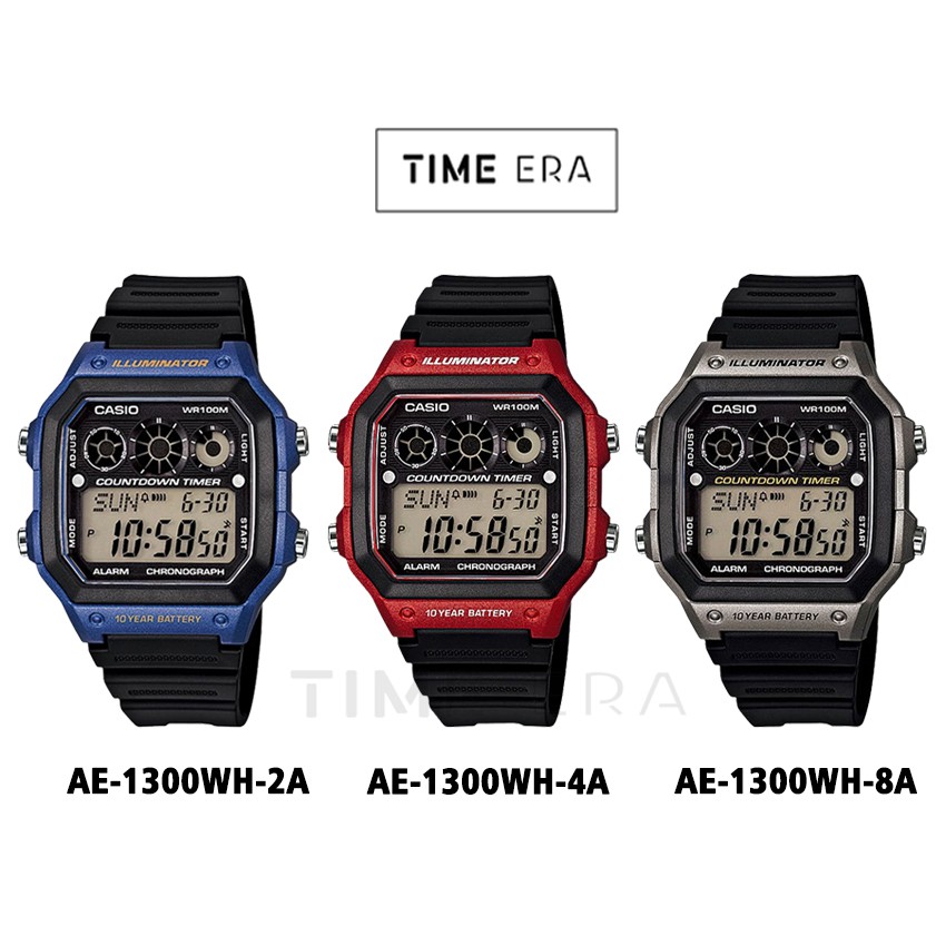 Casio Original AE-1300WH / AE1300WH Jam Tangan Pria Digital Karet Hitam