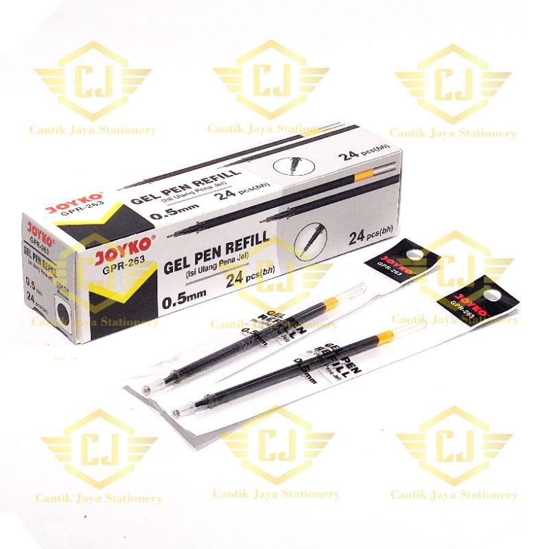 

[1 BOX / 24 PCS] Joyko GPR-263 0.5 mm / Gel Pen Refill Isi Ulang Pulpen