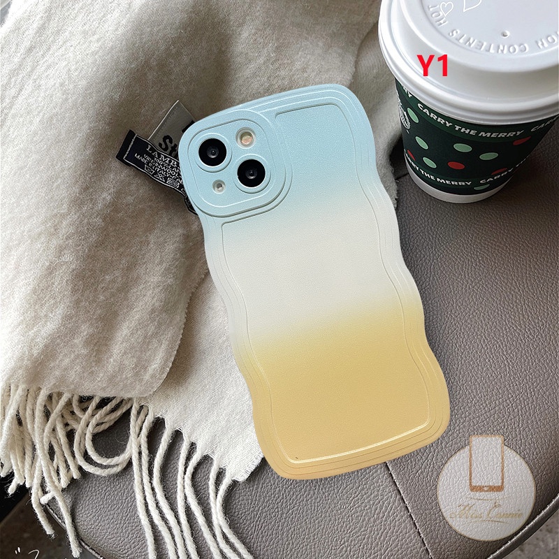 Casing OPPO A17 A78 A96 A15 A12 A55 Reno 8t A57 A77 A95 A16K A1K A7 A15s A5s A54 A16E A74 A76 A16 A3s F9 A53 A9 A5 A16s A12E A52 A72 A35 Simple Colorful Gradient Wavy Edge Case