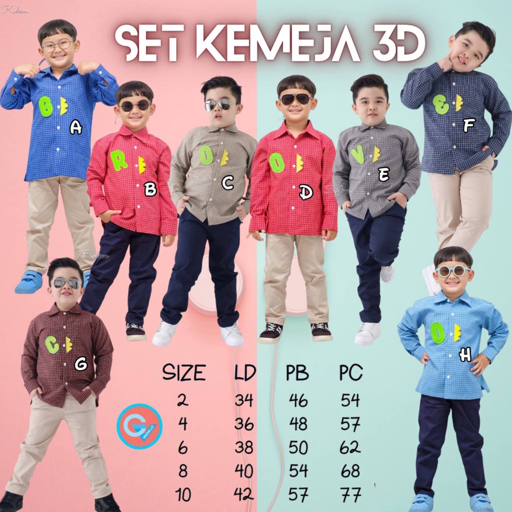 Setelan Anak Set Kemeja 3d Groove