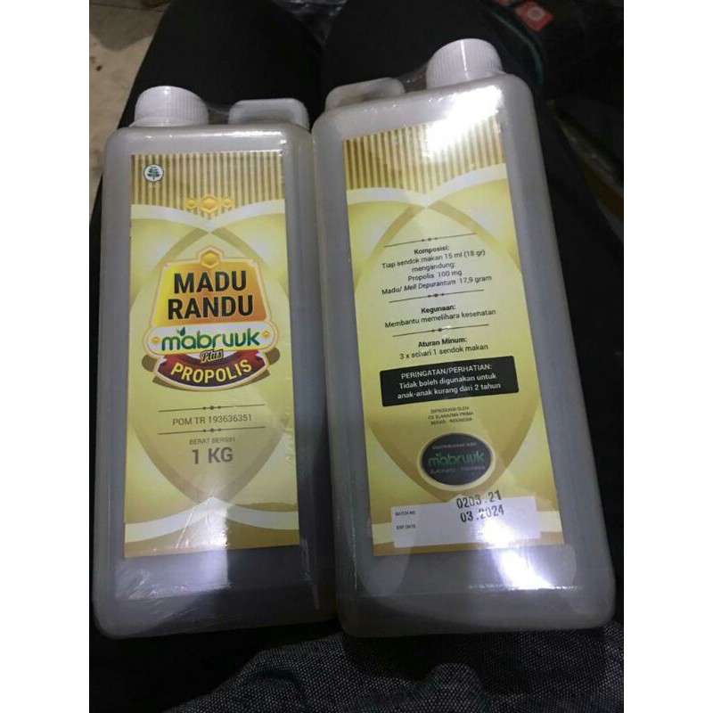 

Madu Bunga Randu Plus Propolis kemasan 1kg Mabbruk Mabbruk