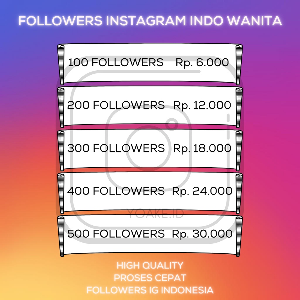YOAKE - Followers IG Indo WANITA High Quality Follower Indo PEREMPUAN Real Aktif Proses Cepat Jasa F