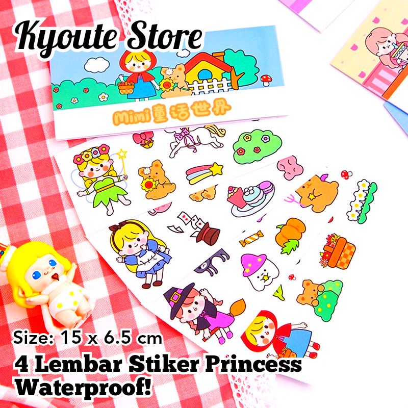 

Paket 4 Lembar Sticker Waterproof PVC Cute Little Princess Girl Scrapbook DIY Journal HP Decorative