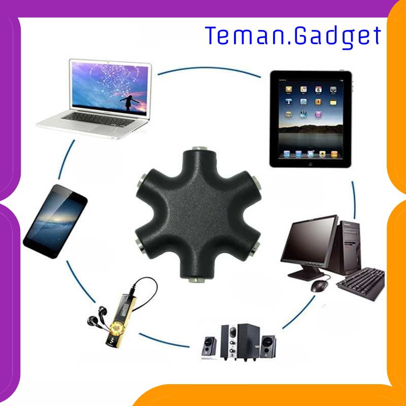 TG-AI183 6 WAY PORTS MALE TO 5 FEMALE AUDIO EARPHONE 3.5MM JACK SPLITTER