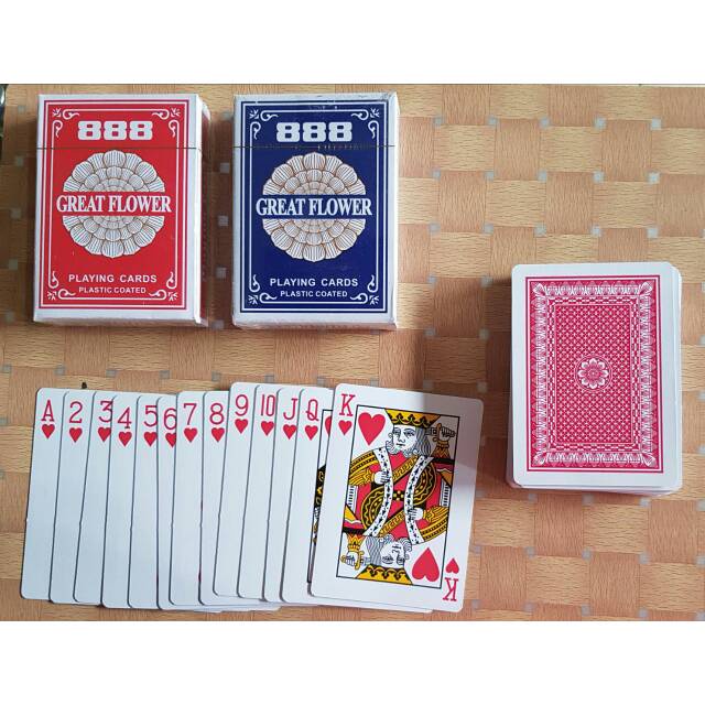 [1 Deck] Kartu Remi 888 Great Flower Kartu Poker Playing Cards - Random Colour