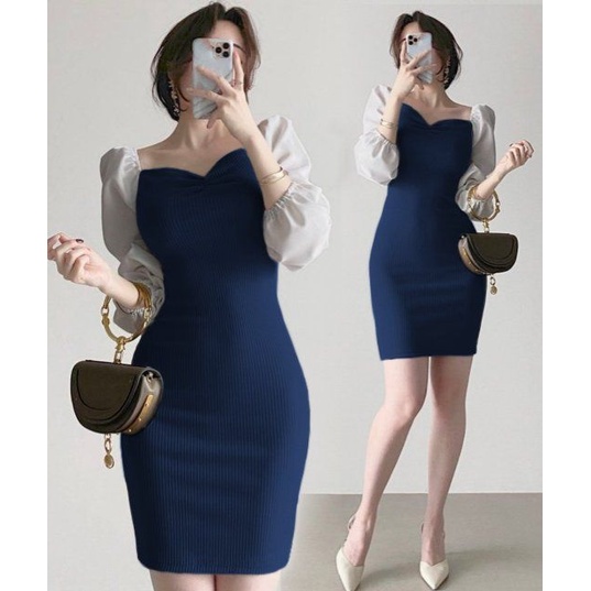 Toply shop COD Dres wanita rajut bodycon / Dres rajut premium melar