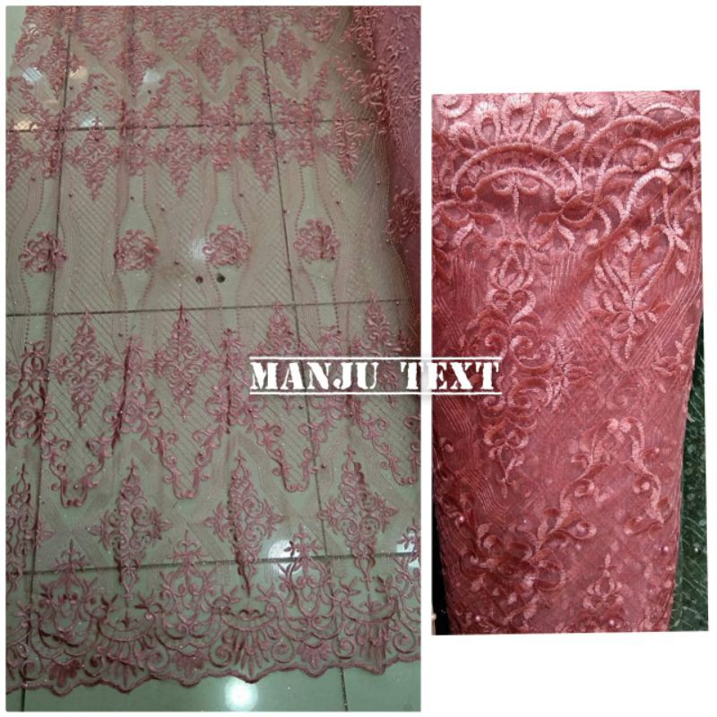 Kain tile Elisab bordir / bahan tile elisab / bahan gaun,dress,kebaya,dll.